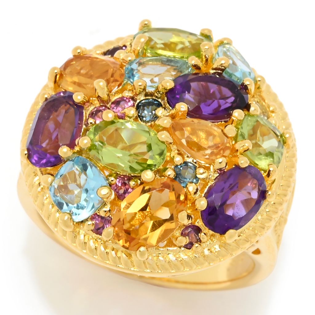 Etrusca Gemma 18K Gold Plated Multi-Gemstone Cluster Ring
