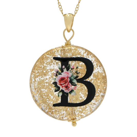 Il Murano 18K Gold Plated Murano Glass Initial Pendant