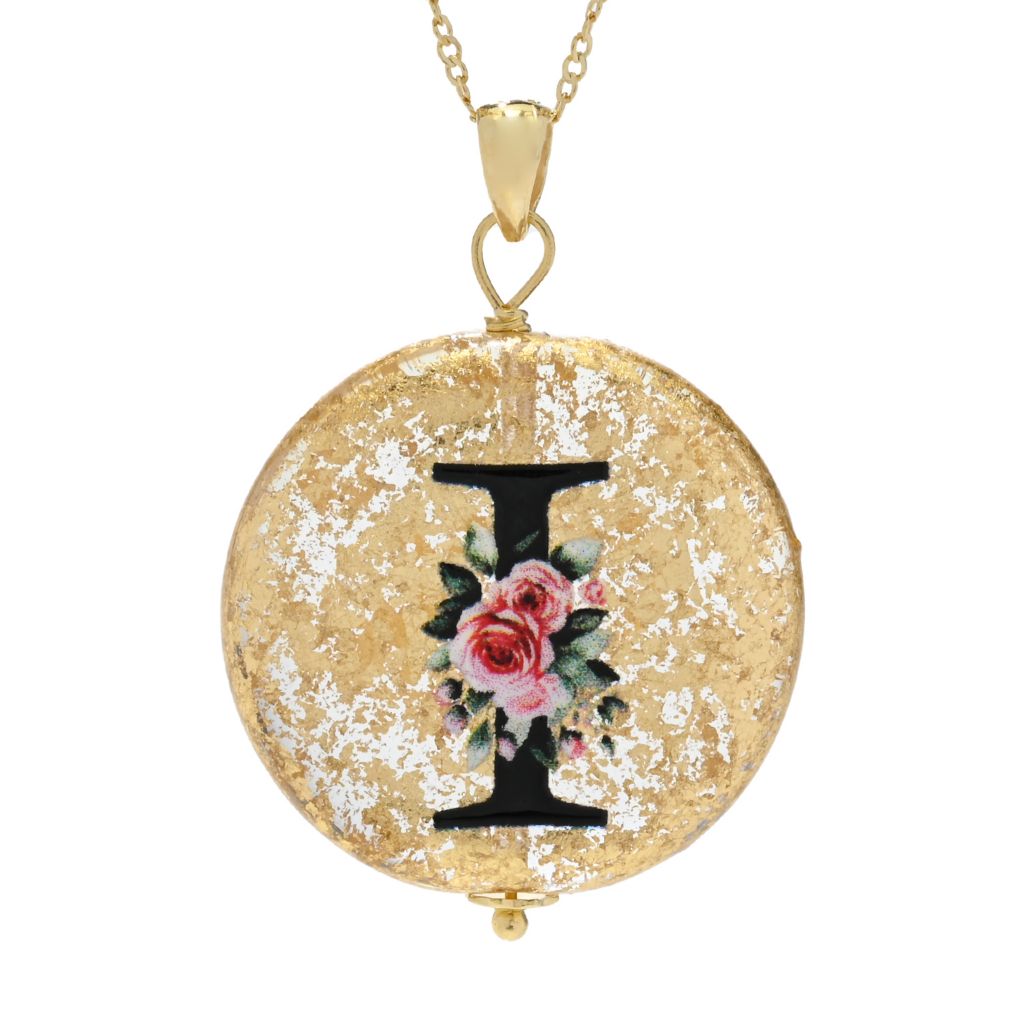 Il Murano 18K Gold Plated Murano Glass Initial Pendant