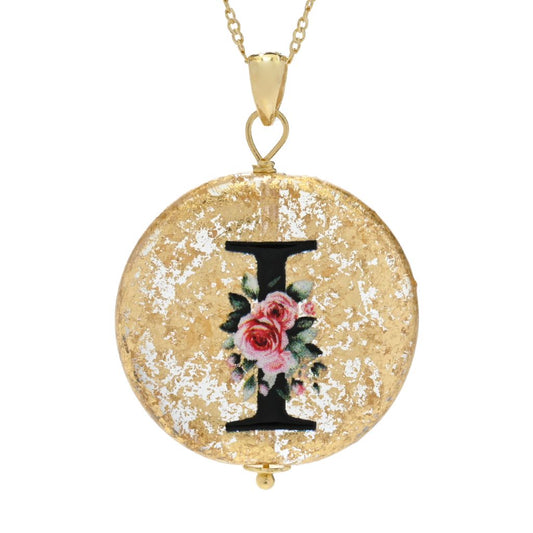 Il Murano 18K Gold Plated Murano Glass Initial Pendant