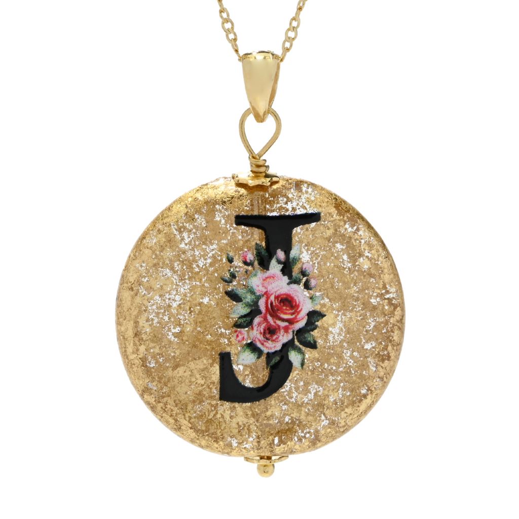 Il Murano 18K Gold Plated Murano Glass Initial Pendant