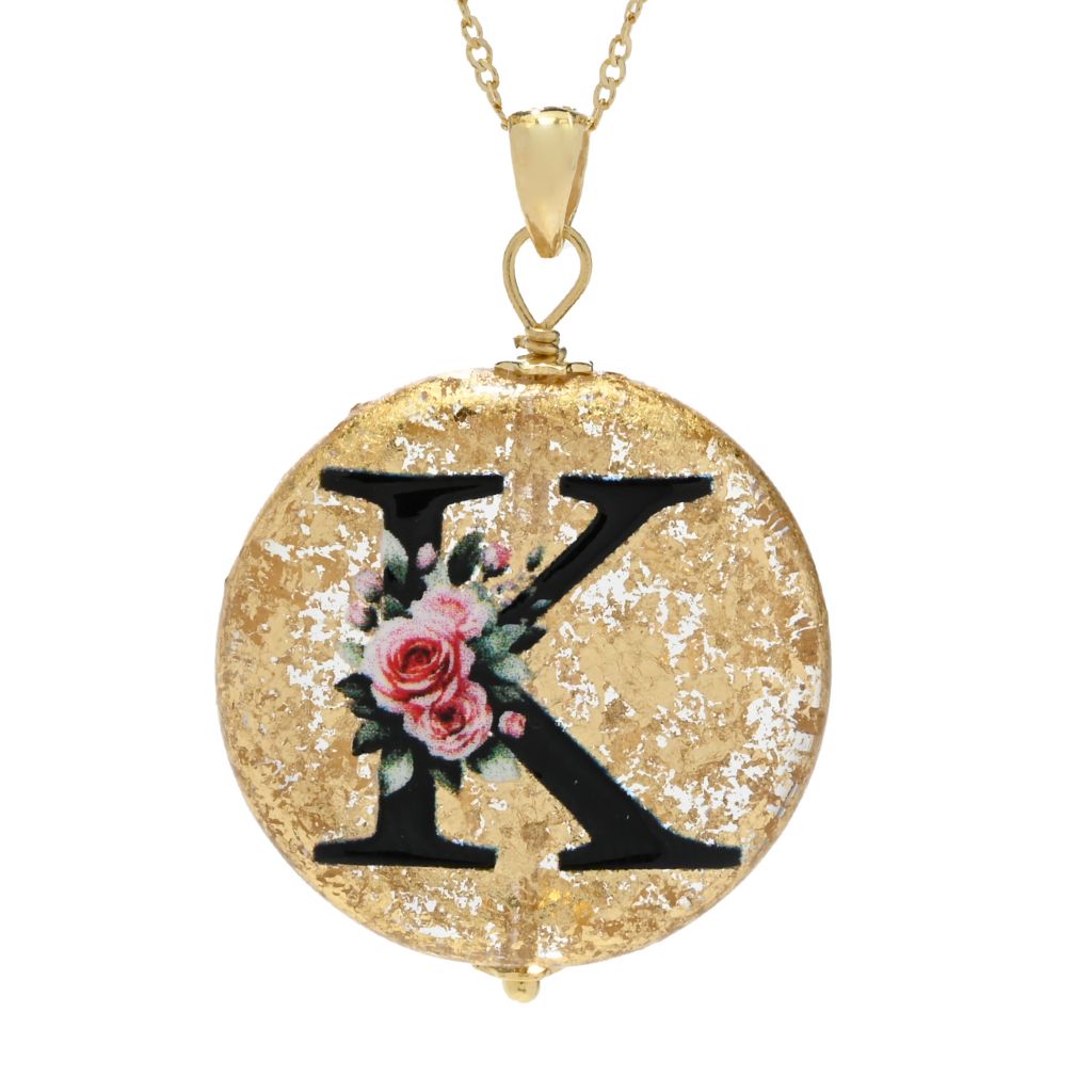 Il Murano 18K Gold Plated Murano Glass Initial Pendant