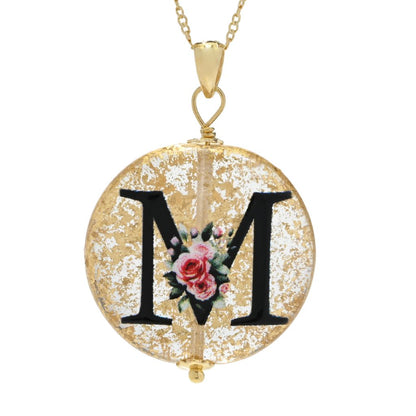Il Murano 18K Gold Plated Murano Glass Initial Pendant