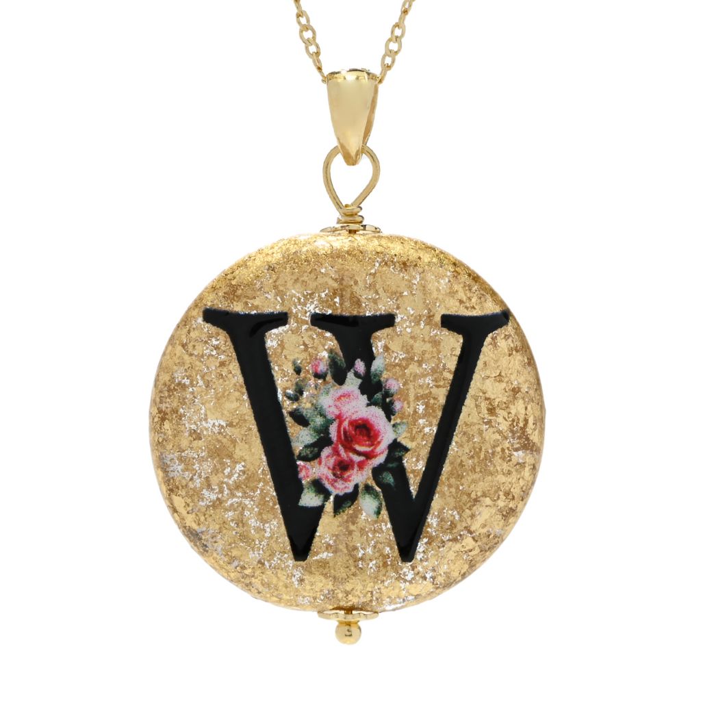 Il Murano 18K Gold Plated Murano Glass Initial Pendant