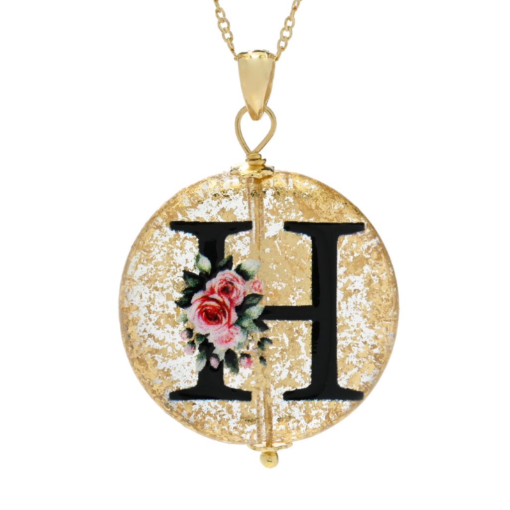Il Murano 18K Gold Plated Murano Glass Initial Pendant