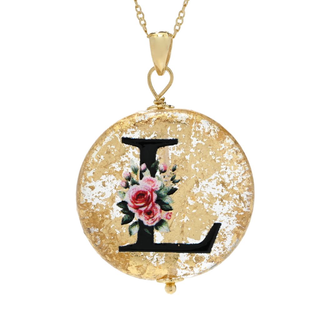 Il Murano 18K Gold Plated Murano Glass Initial Pendant
