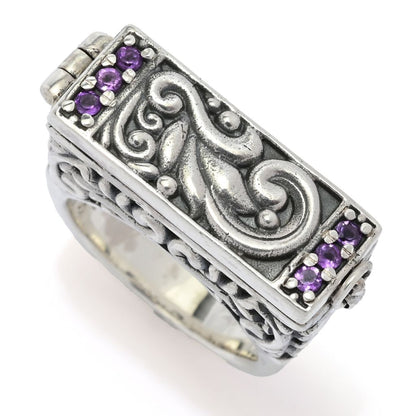 Samuel B. Sterling Silver Gemstone Locket Ring