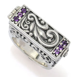 Samuel B. Sterling Silver Gemstone Locket Ring