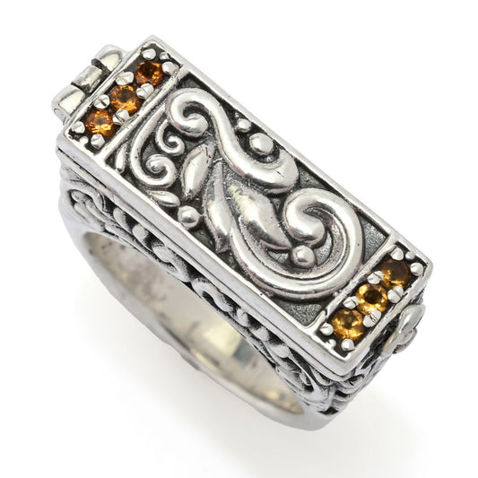 Samuel B. Sterling Silver Gemstone Locket Ring