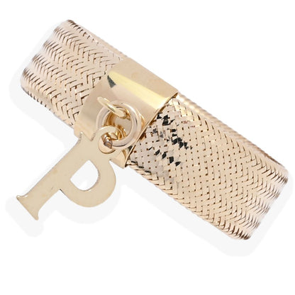 14K Italian Gold Initial Charm Stretch Mesh Ring