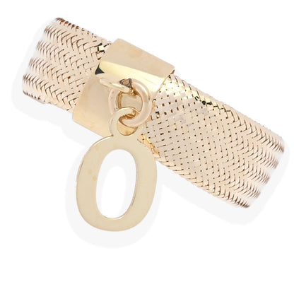 14K Italian Gold Initial Charm Stretch Mesh Ring