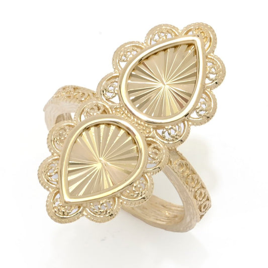 Passport to Turkey Gold Plated Sequin Filigree Elongated Ring