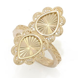 Passport to Turkey Gold Plated Sequin Filigree Elongated Ring