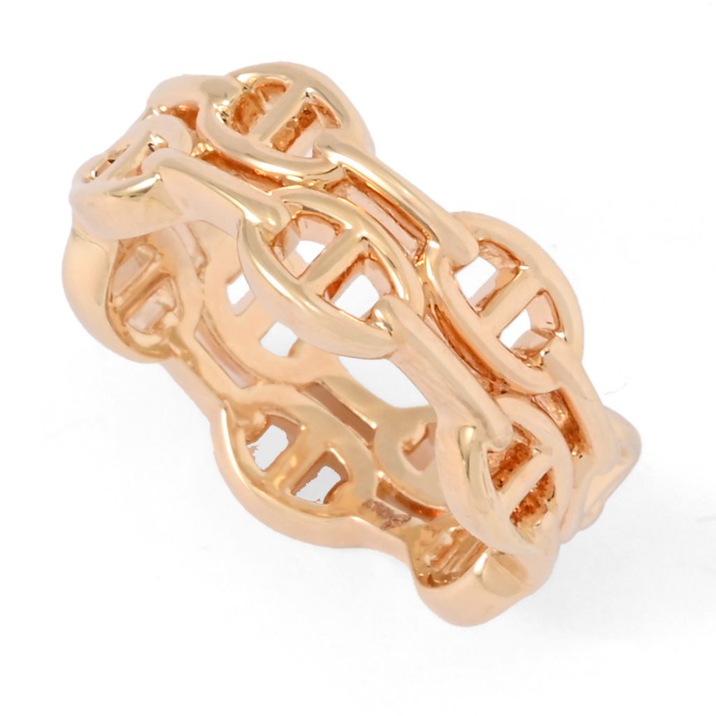 Toscana Italiana 18K Gold Plated Double Row Mariner Link Ring
