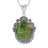 Southwest Elements Sterling Silver 49mm Green Mohave Turquoise Pendant with Chain