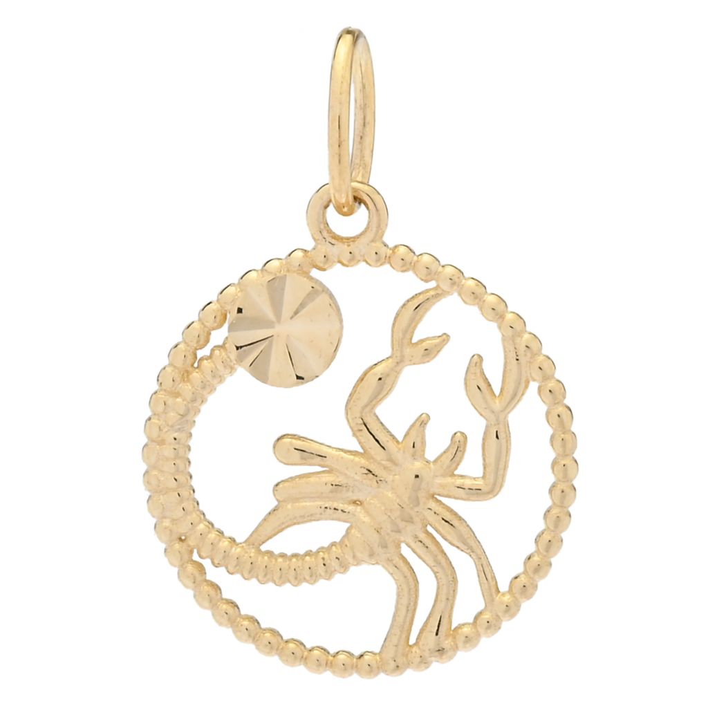 14K Italian Gold Textured Halo Zodiac Pendant