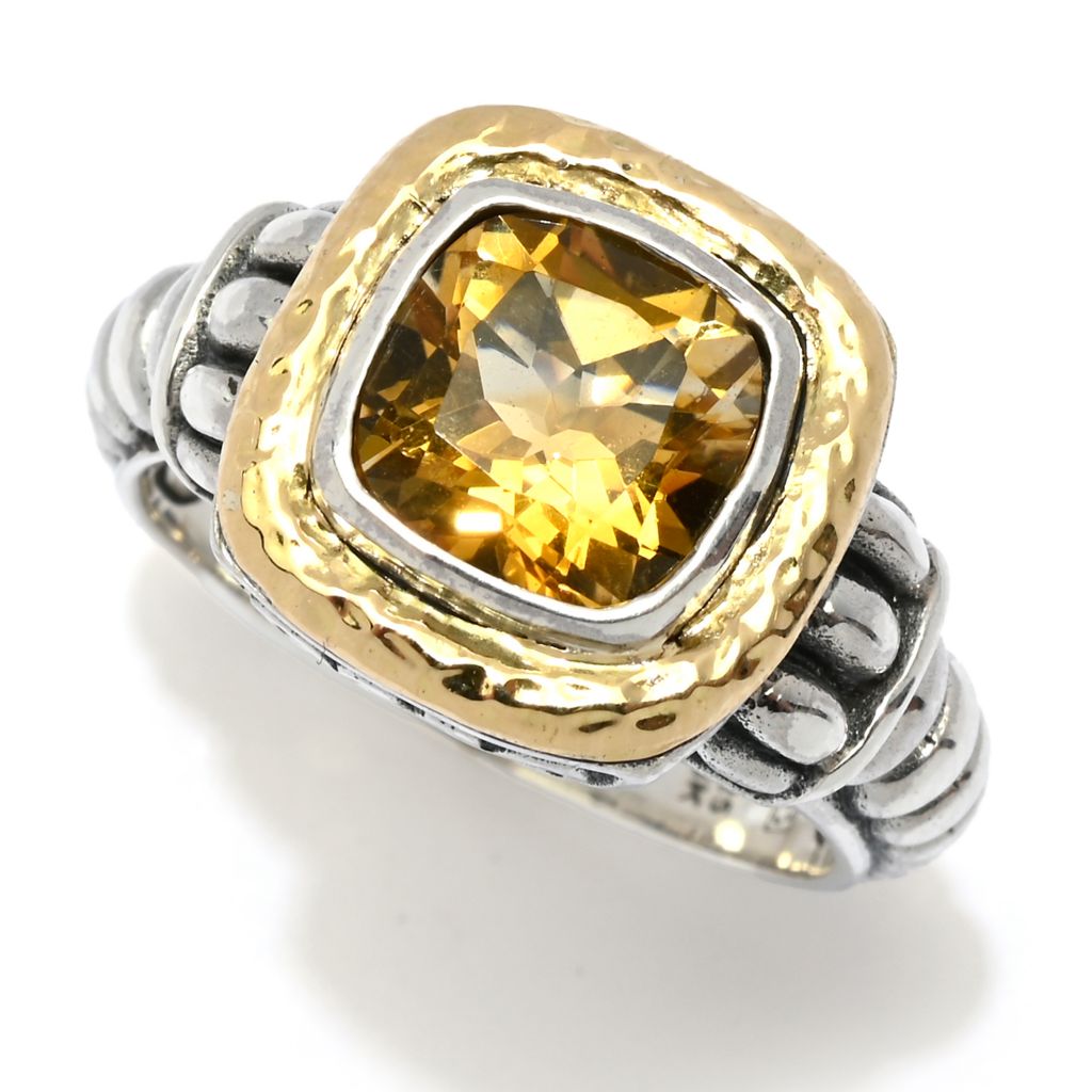 Samuel B. Sterling Silver Cushion-Cut Citrine Ring