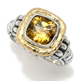 Samuel B. Sterling Silver Cushion-Cut Citrine Ring