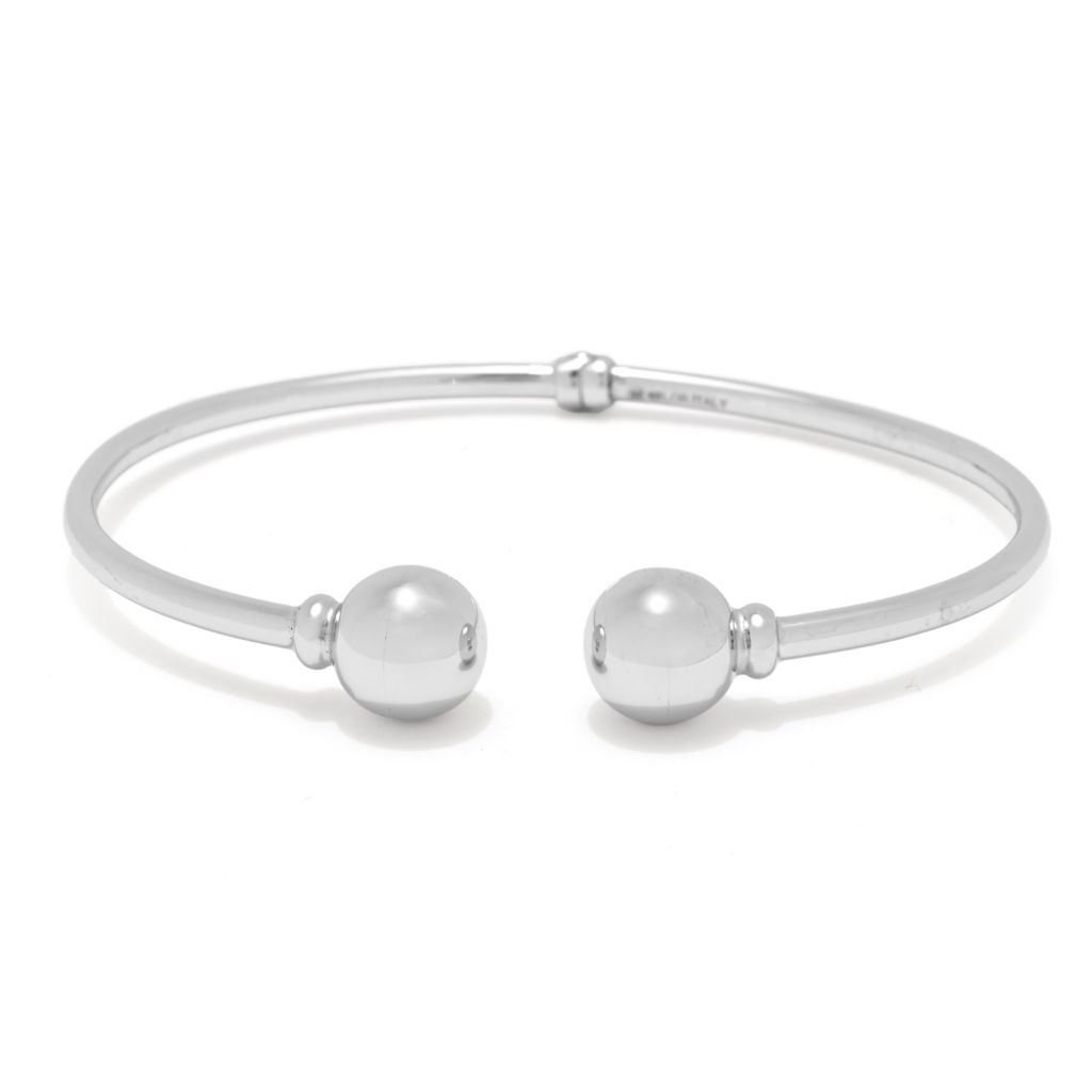 Sorrento Sterling Silver Bead Hinged Cuff Bracelet