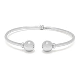 Sorrento Sterling Silver Bead Hinged Cuff Bracelet
