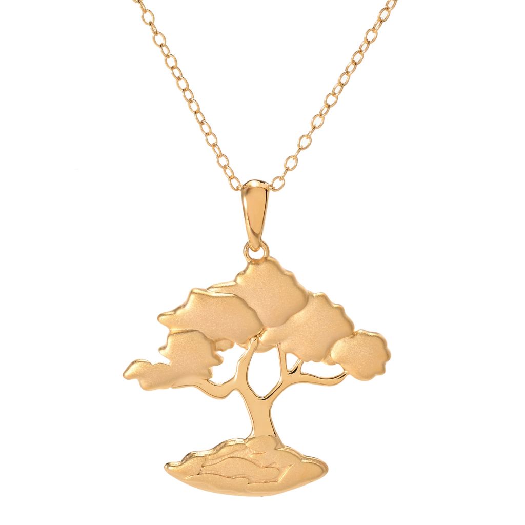 Passport to China 18K Gold Plated Satin Finish Bonsai Tree Pendant
