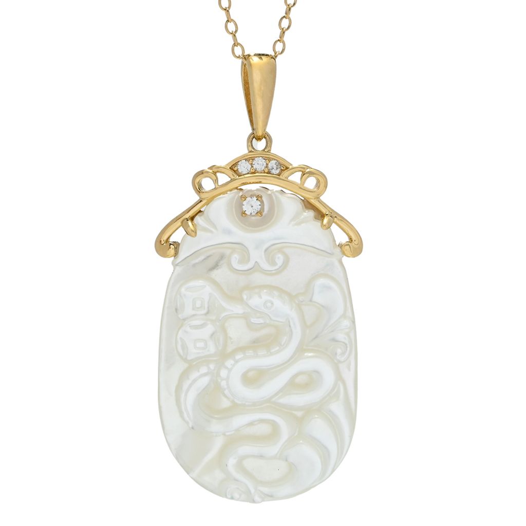 Passport to China 18K Gold Plated Carved Mother-of-Pearl Animal Pendant