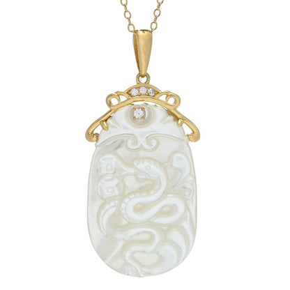 Passport to China 18K Gold Plated Carved Mother-of-Pearl Animal Pendant
