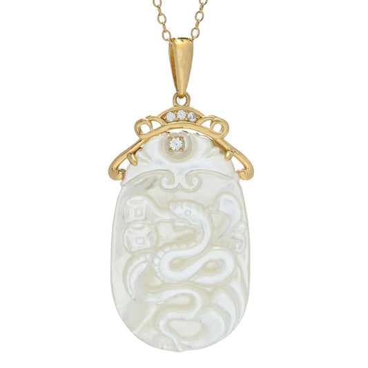 Passport to China 18K Gold Plated Carved Mother-of-Pearl Animal Pendant