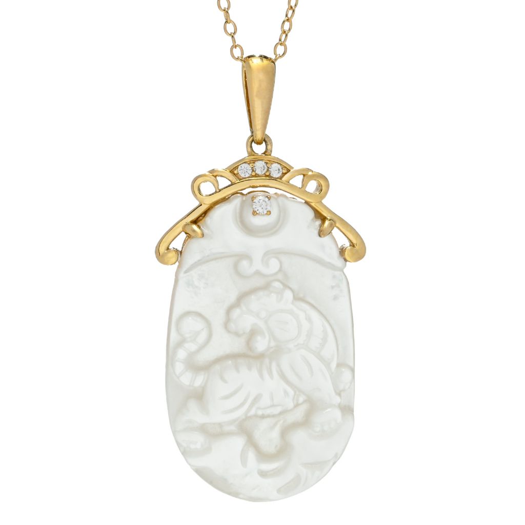 Passport to China 18K Gold Plated Carved Mother-of-Pearl Animal Pendant