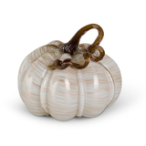 At Home Cream Swirl Large Glass Pumpkin