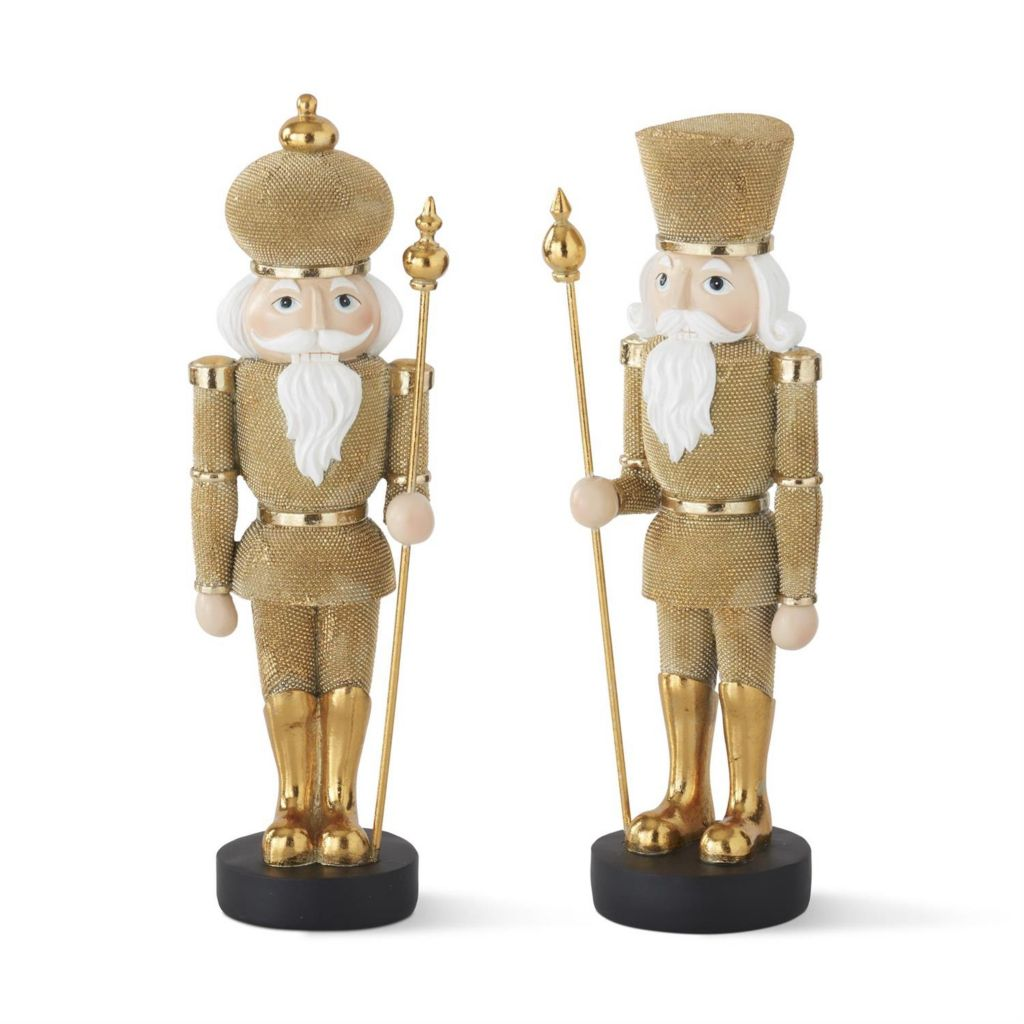 At Home Set of 2 Resin Gold Faux Beaded Soldiers
