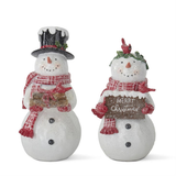 At Home Set of 2 Glittered White Resin Snowmen