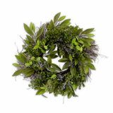 28" Boxwood & Blueberry Twig Wreath w/ Foliage