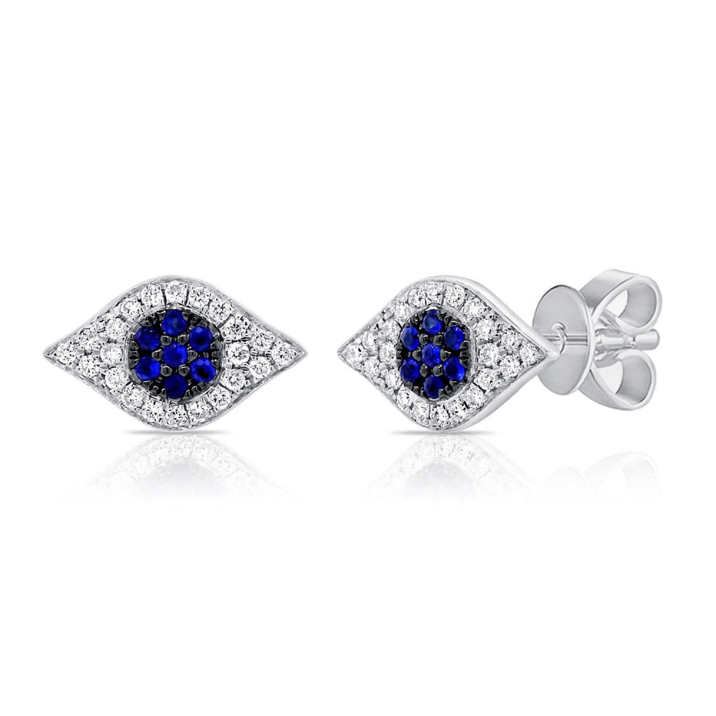 Sabrina Designs 14K Gold Blue Sapphire & Diamond Evil Eye Stud Earrings