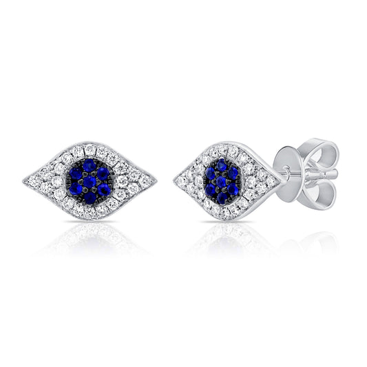 Sabrina Designs 14K Gold Blue Sapphire & Diamond Evil Eye Stud Earrings