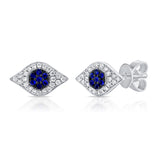 Sabrina Designs 14K Gold Blue Sapphire & Diamond Evil Eye Stud Earrings