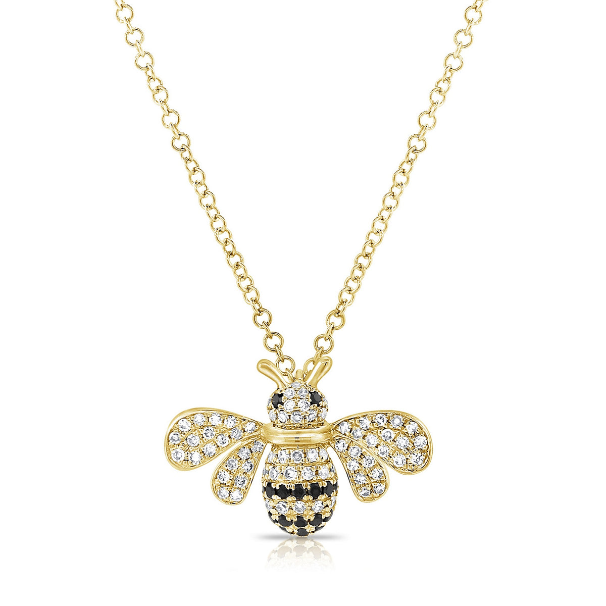 Sabrina Designs 14K Gold 0.21ctw Black & White Diamond Bumble Bee Pendant with Chain