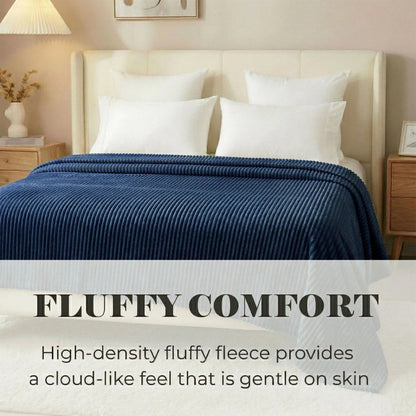 Superior "Kacey" Ribbed Ultra-Soft Fluffy 
Fleece Blanket