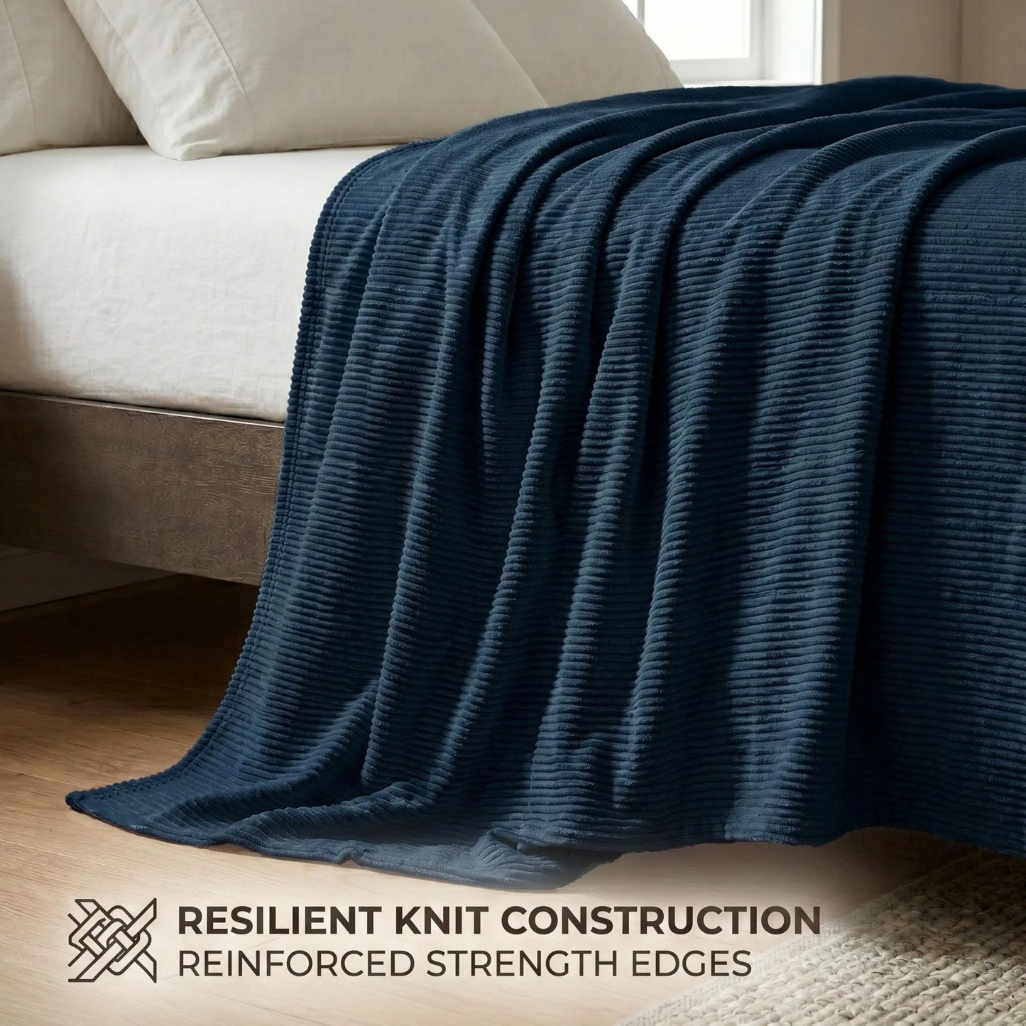Superior "Kacey" Ribbed Ultra-Soft Fluffy 
Fleece Blanket