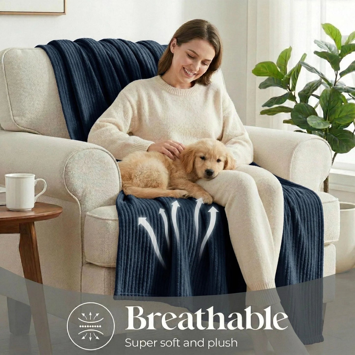 Superior "Kacey" Ribbed Ultra-Soft Fluffy 
Fleece Blanket
