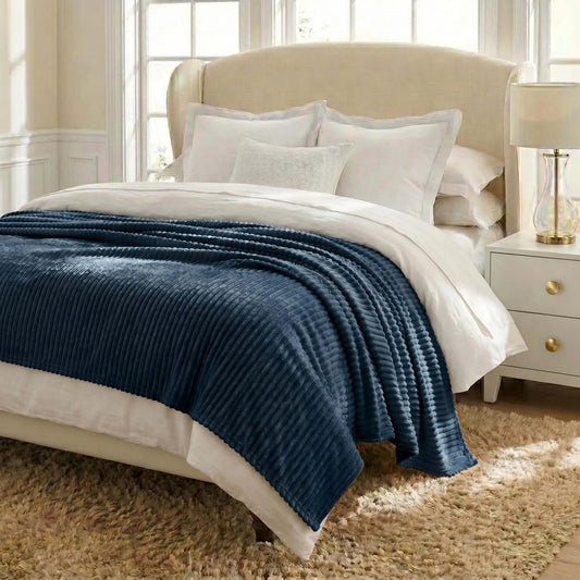 Superior "Kacey" Ribbed Ultra-Soft Fluffy 
Fleece Blanket