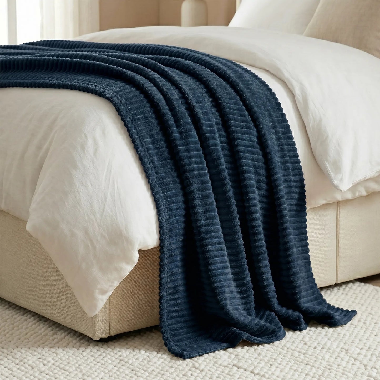 Superior "Kacey" Ribbed Ultra-Soft Fluffy 
Fleece Blanket