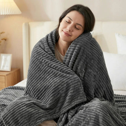 Superior "Kacey" Ribbed Ultra-Soft Fluffy 
Fleece Blanket