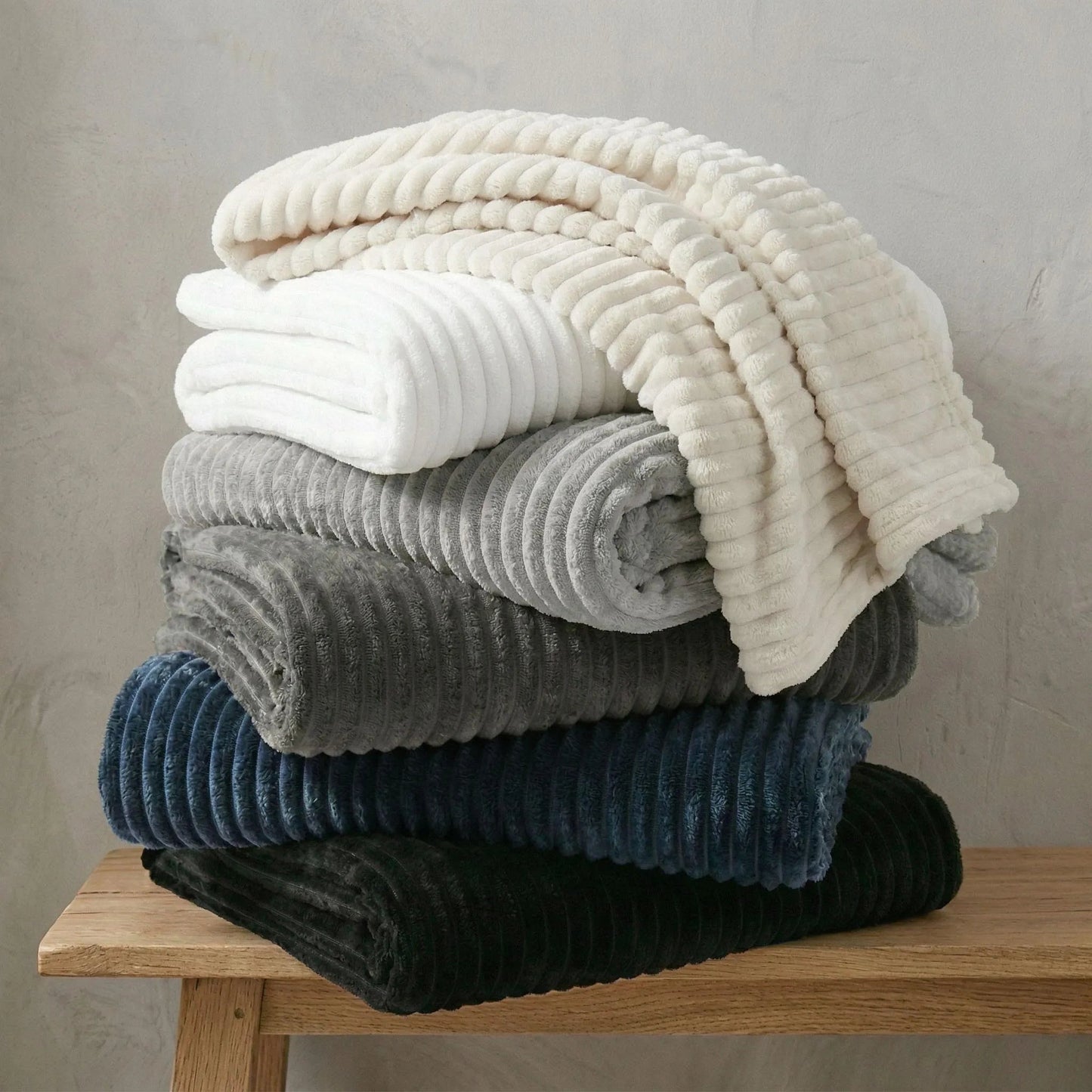 Superior "Kacey" Ribbed Ultra-Soft Fluffy 
Fleece Blanket