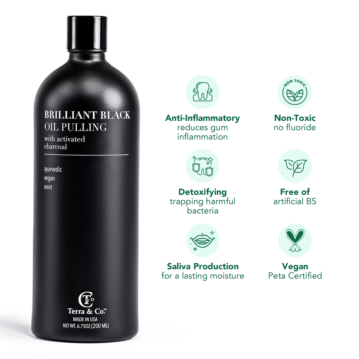 Terra & Co. Brilliant Black® Detox & Gum Health Oil Pulling Mouthwash