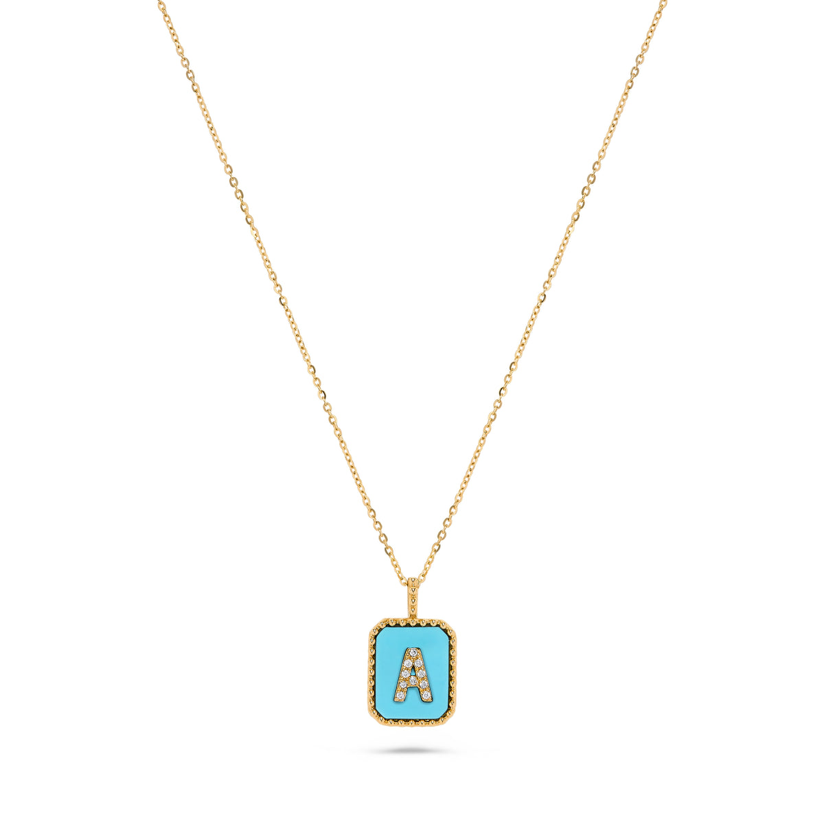 Luxury by Leonardo 14K Gold Gemstone & Diamond Initial Pendant Necklace