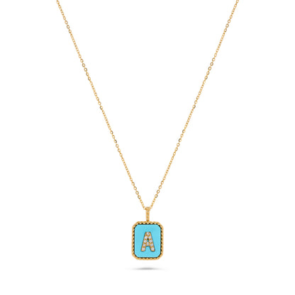 Luxury by Leonardo 14K Gold Gemstone & Diamond Initial Pendant Necklace