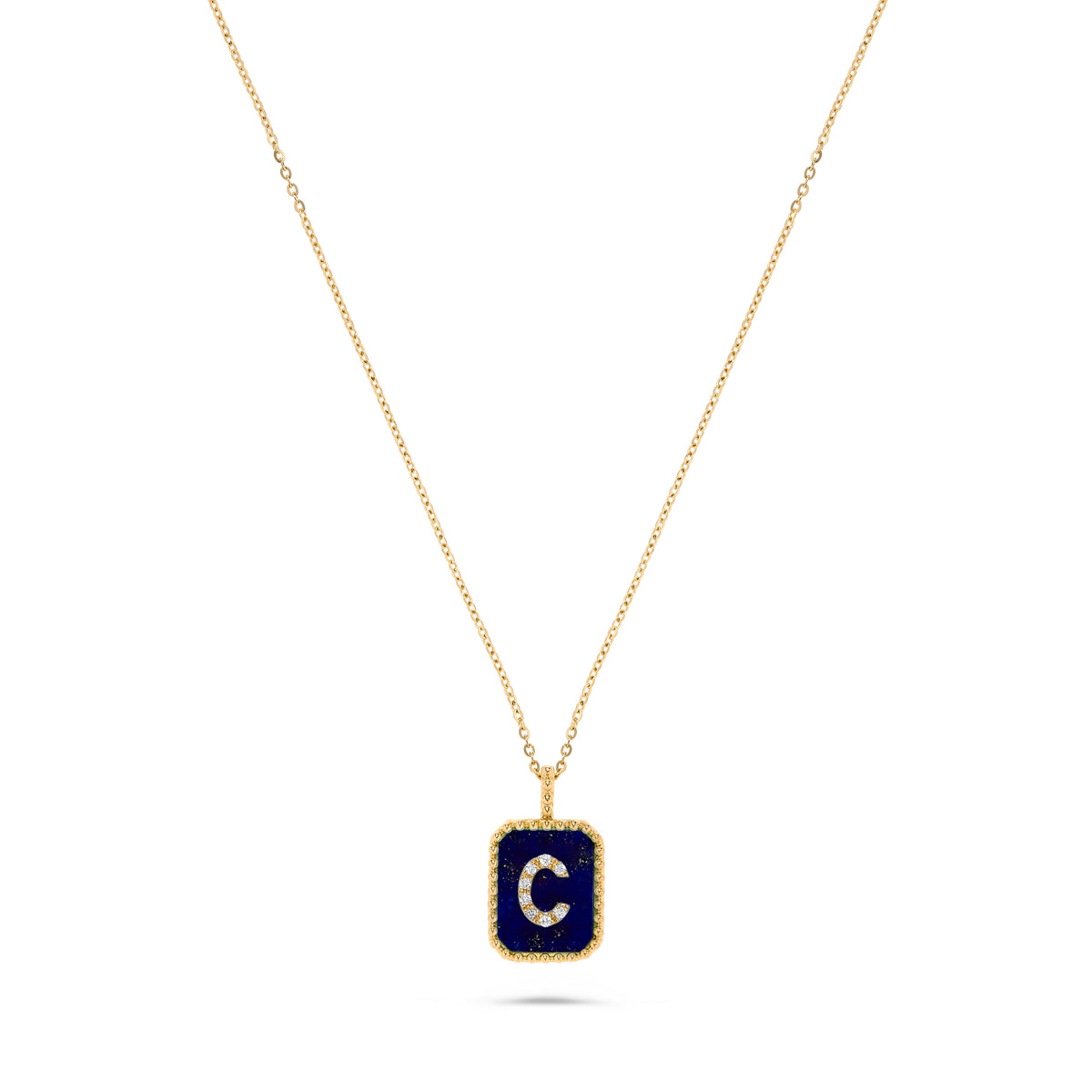 Luxury by Leonardo 14K Gold Gemstone & Diamond Initial Pendant Necklace