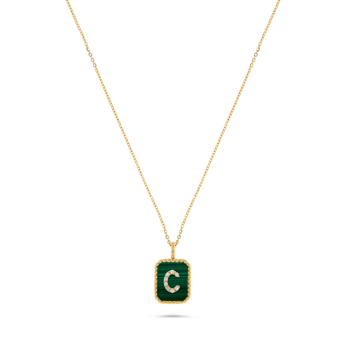 Luxury by Leonardo 14K Gold Gemstone & Diamond Initial Pendant Necklace
