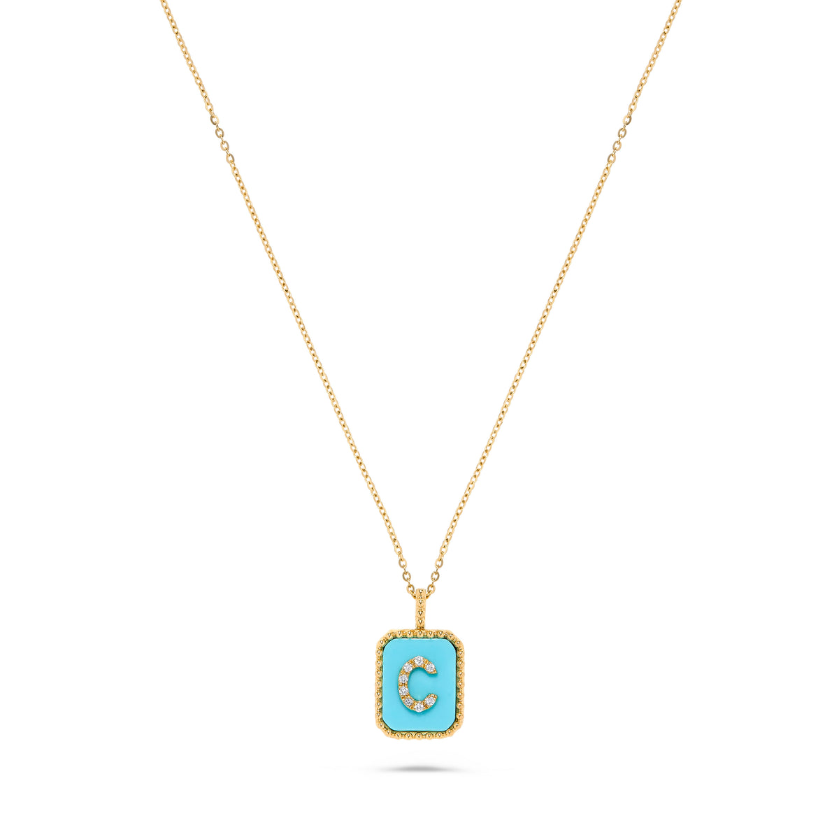 Luxury by Leonardo 14K Gold Gemstone & Diamond Initial Pendant Necklace